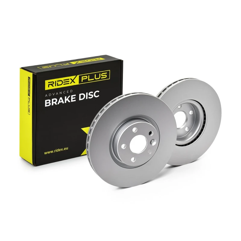 Image of RIDEX PLUS 82B1712P Brake disc Front Axle, Vented, Grey Cast Iron, Coated, High-carbon, without bolts/screws Grey Cast Iron Brake Disc (82)