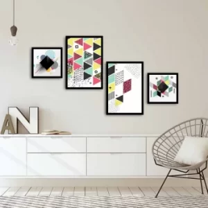 Image of 4PSCT-02 Multicolor Decorative Framed MDF Painting (4 Pieces)