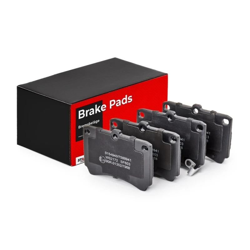 Image of STARK SKBP-0010256 Brake pad set Front Axle, with acoustic wear warning, with anti-squeak plate Low-Metallic Brake Pad Set,disc brake (402)