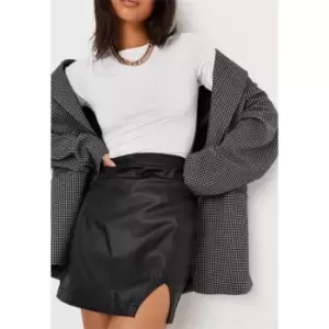 image of Missguided Notch Front Coated Denim Mini Skirt - Black