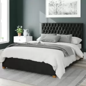 Image of Aspire Monroe Velvet Kingsize Ottoman Bedframe - Ebony