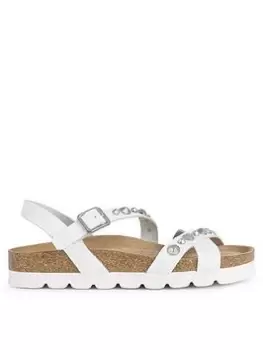 image of Geox Brionia Jewel Sandals, White, Size 6, Women