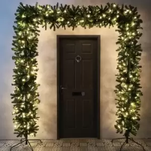 Image of 8ft (2.4m) Tall Prelit Premier Indoor / Outdoor Christmas Tree Arch in Green