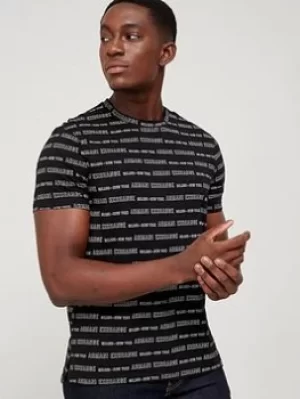 Image of Armani Exchange All Over Logo T-Shirt – Black, Size L, Men