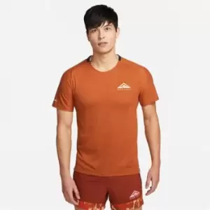 Image of Nike Dri-FIT Trail Mens Short-Sleeve Trail Running Top - Orange
