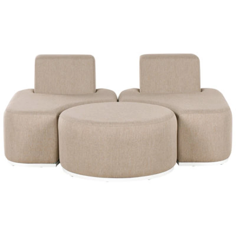 Image of Beliani Garden Lounge Set With Table 2 Seater Fabro Fabric Beige