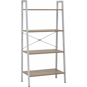 image of Premier Housewares - Bradbury Four Tier Natural Oak Veneer Ladder Shelf Unit