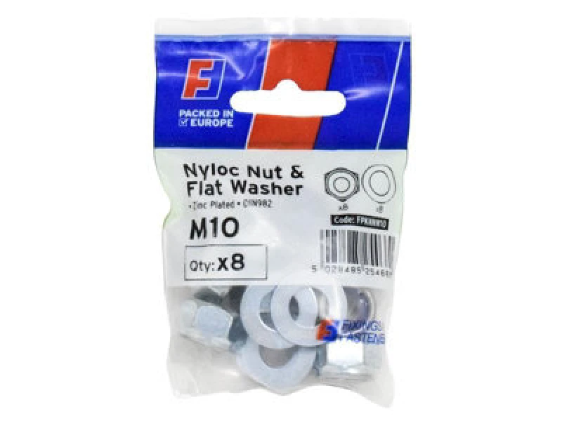 Image of Forgefix Fpknnw10 Nyloc Nut & Washer M10 Forgepack 8 Forfpknnw10
