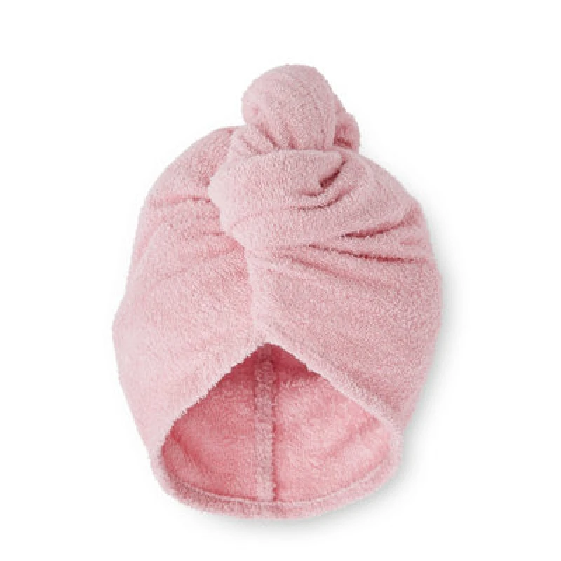 Image of Catherine Lansfield Catherine Lansfield 'Quick Dry' Cotton Turbie Head Wrap Towel Pair in Pink Pink One Size Unisex 5057681109121