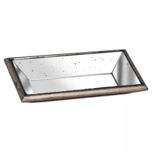 image of Astor Distressed Mirrored Display Tray With Wooden Detailing