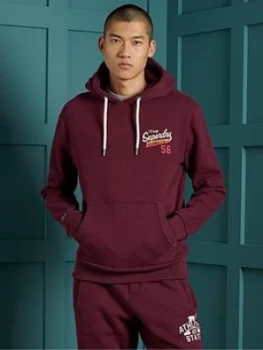 Image of Superdry Classic Logo Hoodie, Burgundy Size M Men
