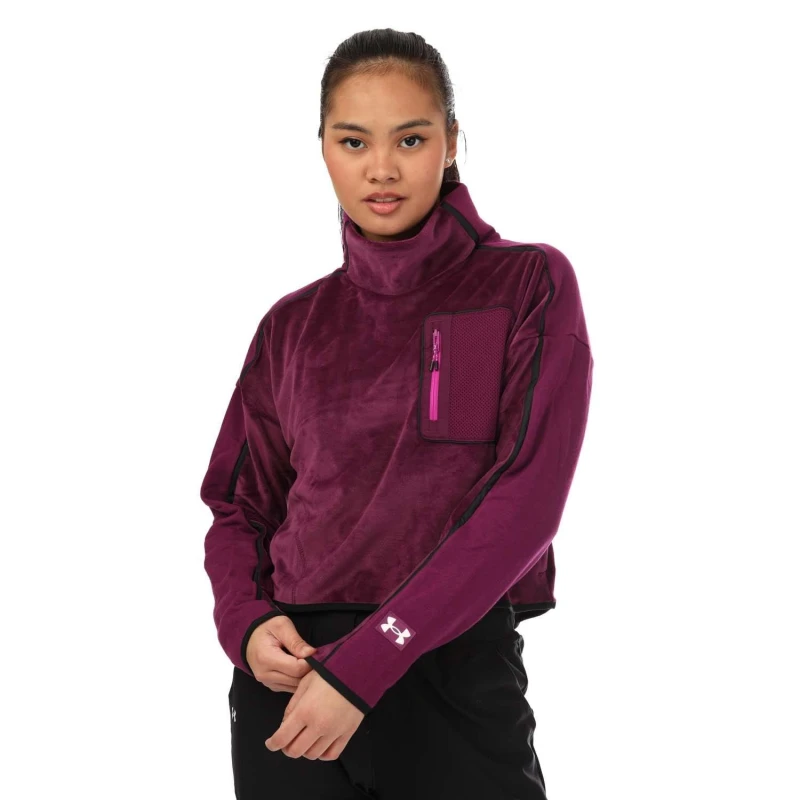 Image of Under Armour UA Journey Fleece Mock Neck Top - Purple Purple 4