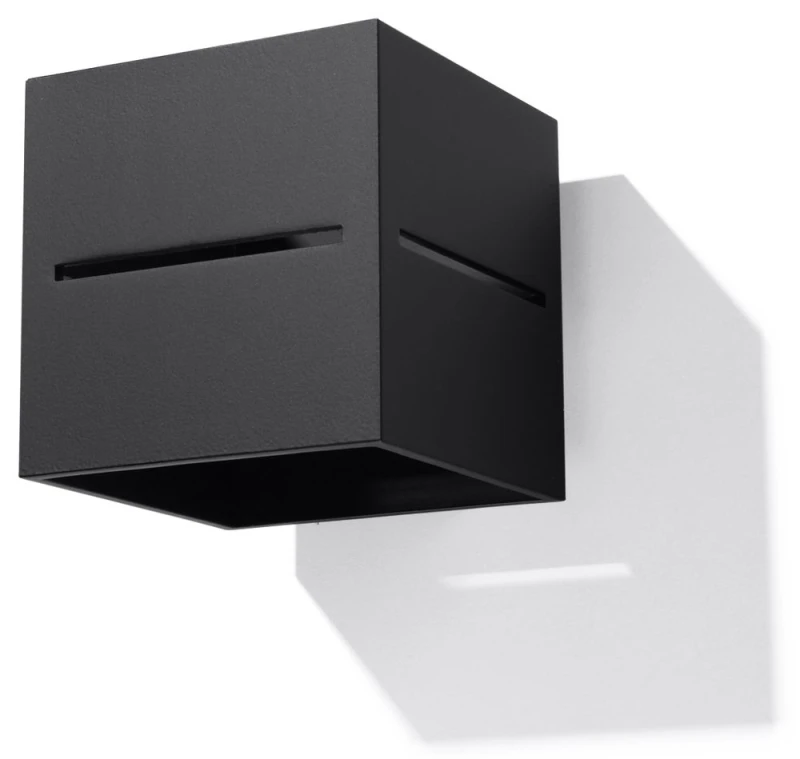 Image of SOLLUX LOBO Black Wall Lamp: Modern Loft Design with Up/Down Square Shape - G9