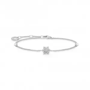 Image of Sterling Silver Snowflake White Stones Bracelet A2082-051-14-L19V