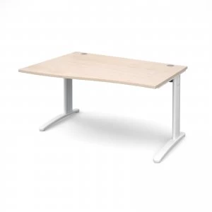 Image of TR10 Left Hand Wave Desk 1400mm - White Frame maple Top