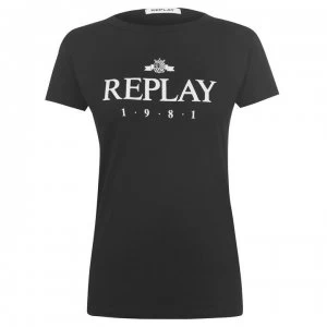 image of Replay 1981 Logo T Shirt - Black 099