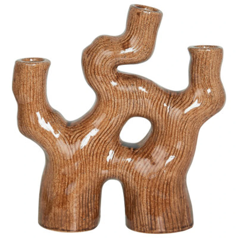 Image of Beliani Flower Vase Barbus Stoneware 31cm Brown