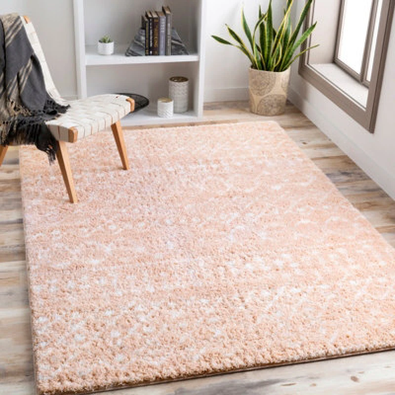 Image of Livabliss Shaggy Global Plush Pile Blush Saanjh Area Rug 160 X 220 Cm - Easy Care, Non Shedding, Ideal For Living Room & Bedroom