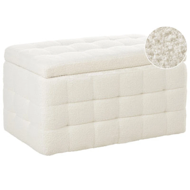Image of Beliani Storage Ottoman Michigan Boucle White