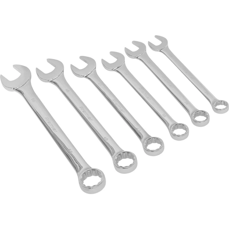 Image of Loops 6pc EXTRA LARGE Combination Spanner Set - 34mm to 50mm 12 Point Nut Ring Wrench Multi