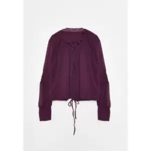 image of Missguided Plus Size Dobby Puff Sleeve High Neck Top - Red