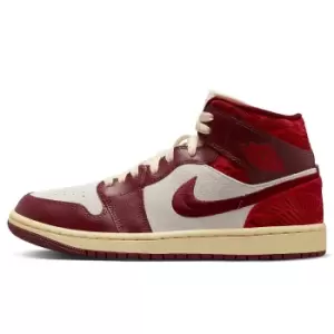 Image of Jordan Wmns Air Jordan 1 Mid Se, Team Red/University Red-Sail-Muslin, size: 5+, Female, Trainers, DZ2820-601