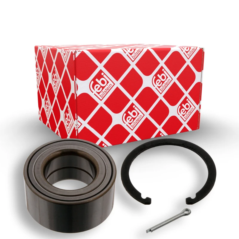 Image of FEBI BILSTEIN 34273 Wheel bearing kit with Split Pin, Front Axle Right, with retaining ring Wheel Bearing Kit (654)