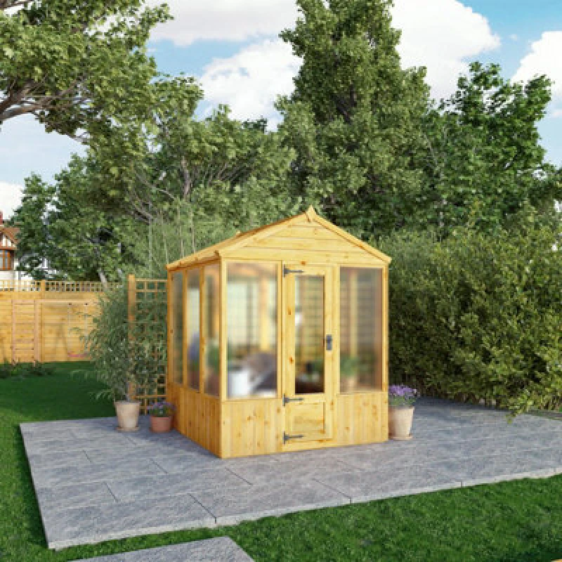 Image of Waltons 6X6 Wooden Greenhouse Apex Growhouse Tongue And Groove - Polycarbonate Glazed