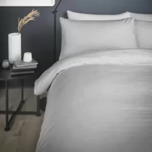 Image of Ravenna Woven Textured Check Easy Care Duvet Cover Set, Silver, King - Serene