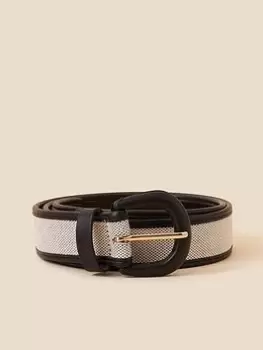 image of Accessorize Contrast Edge Canvas Belt, Black Size M Women