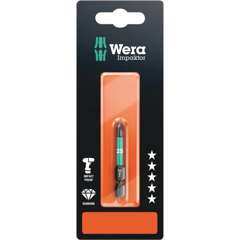 Image of Wera 867/1 Impaktor Torx Screwdriver Bits T20 50mm Pack of 1 5073924001