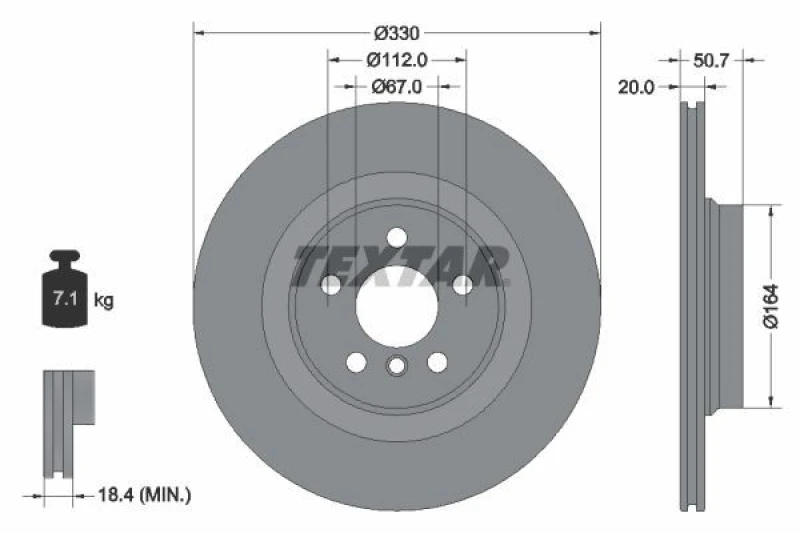 Image of Brake disc TEXTAR 92306805