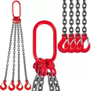 Image of VEVOR 4 Legs Chain Sling with Sling Hook G80, 8MM X 1M Lifting Chain Slings, Chain Hanging with Shortners Crane Grade 80 4T/ 8800LBS, Heavy Duty Lifti