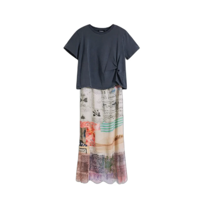 Image of Desigual Womens t-shirt dress Desigual Collage Bleu Female S