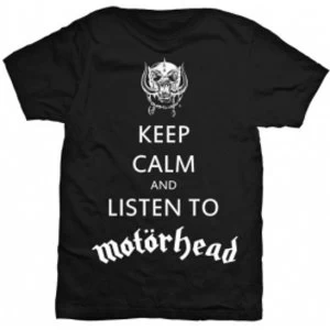 image of Motorhead Keep Calm Mens Black T Shirt: Small