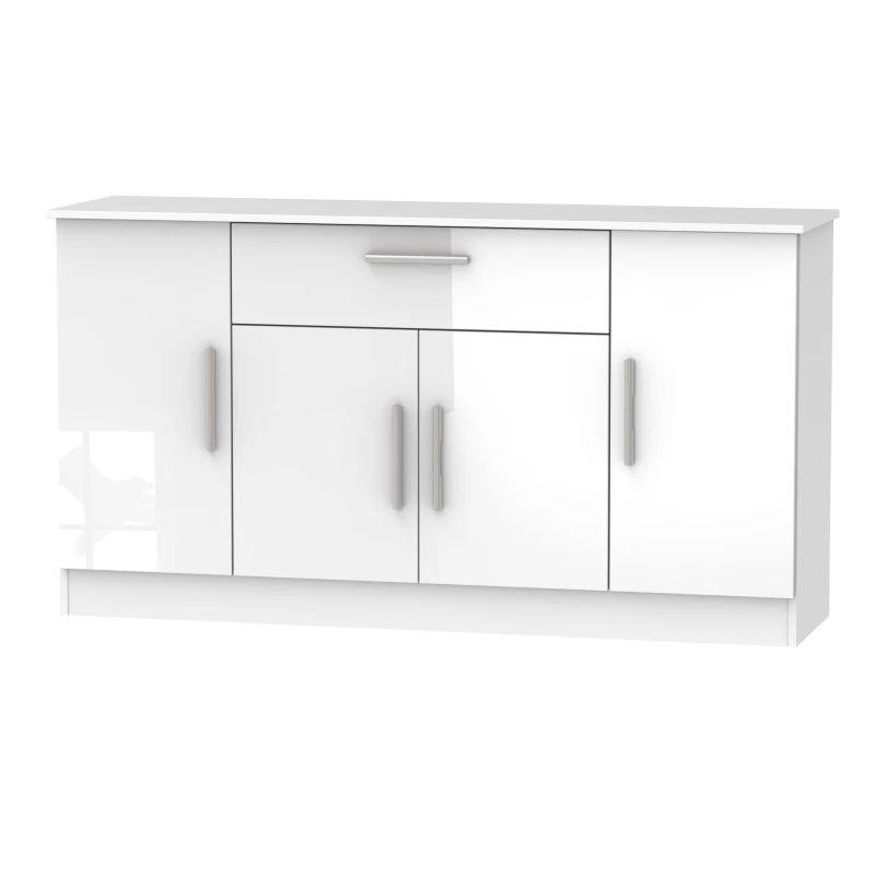 Image of Ready Assembled 2 U Trent 4 Door 1 Drawer Wide Unit (Ready Assembled) White