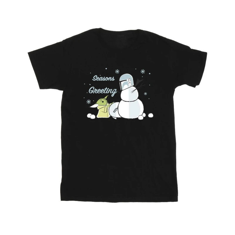 Image of Star Wars Star Wars Men Seasons Greetings Cotton T-Shirt in Black Size: Small Black S Male 5063376851237