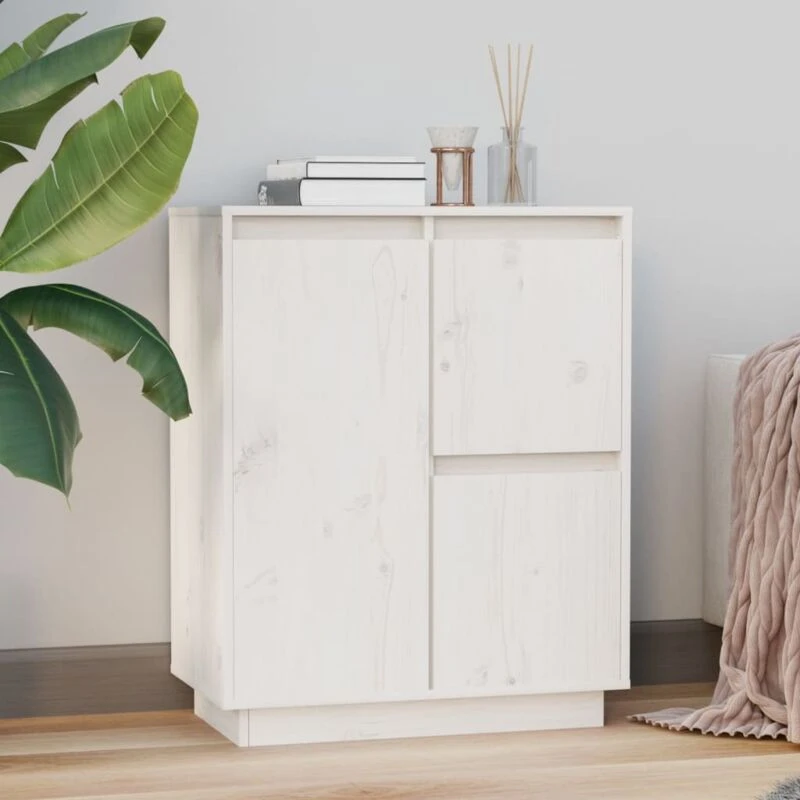 Image of VIDAXL Sideboard White 60x34x75cm Solid Wood Pine Vidaxl 8720286842171