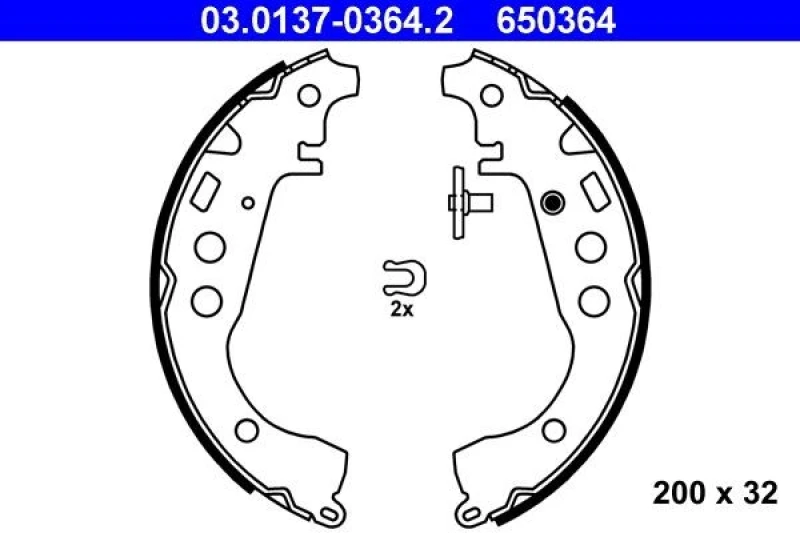 Image of ATE 03.0137-0364.2 Brake Shoes Brake Shoe Set (70)