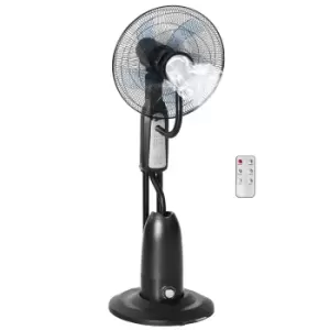 image of HOMCOM Pedestal Fan with Water Mist Spray, Humidifying Misting Fan, Standing Fan with 3 Speeds, 2.8L Water Tank, Timer and Remote, Black