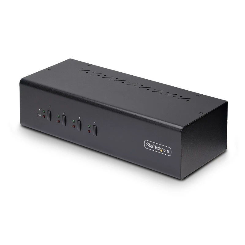 Image of StarTech.com StarTech.com 4-Port Dual-Monitor DisplayPort KVM Switch, 4K 60Hz, 2x USB 5Gbps Hub Ports, 2x USB 2.0 HID Ports, Hotkey and Push-Button Sw