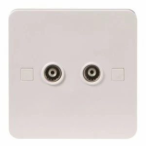 image of KnightsBridge Pure 9mm White Twin Coaxial TV Outlet Isolated Single Wall Plate