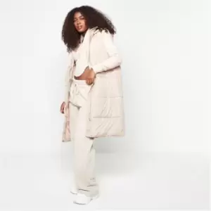 image of Missguided Recycled Longline Puffer Gilet - Beige