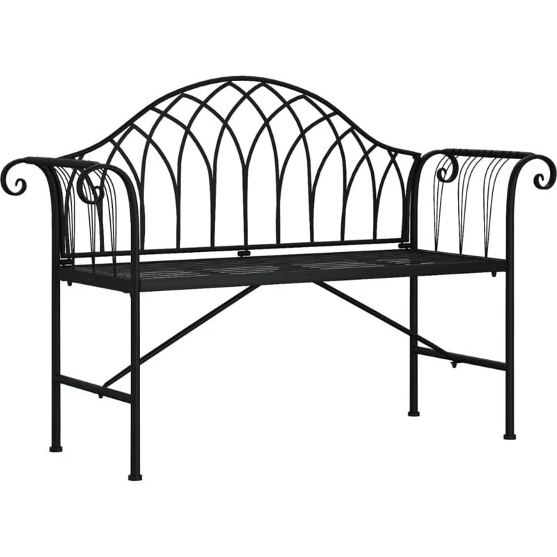 Image of VIDAXL 2-Seater Garden Bench 128cm Black Steel vidaXL 8720286837979
