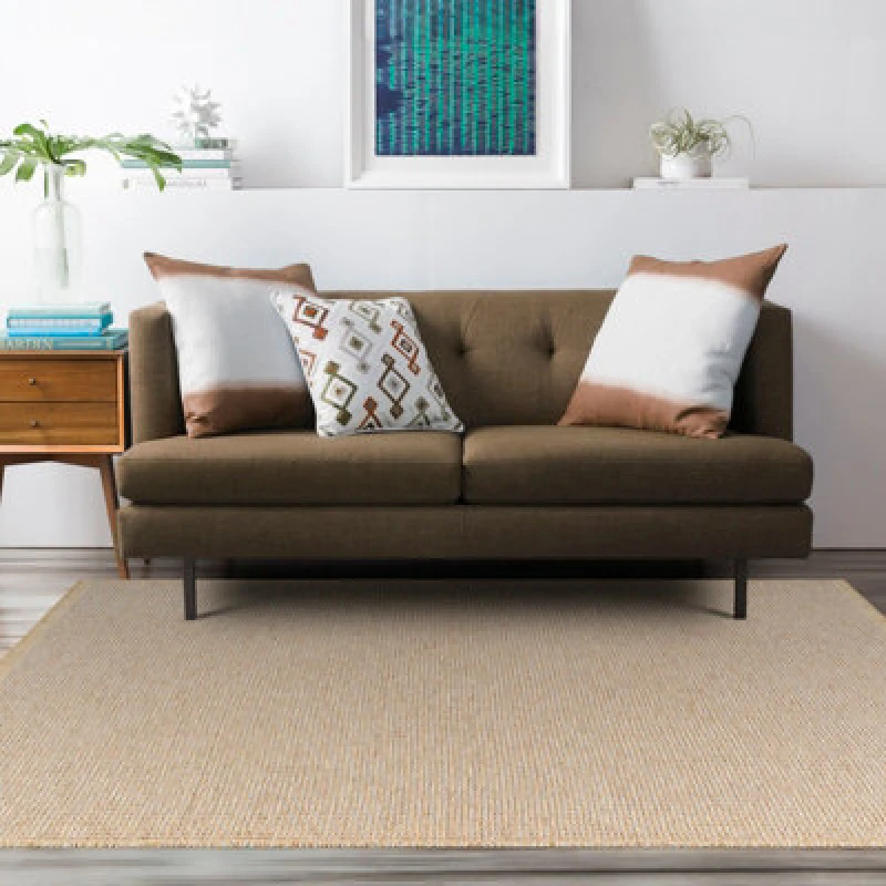 Image of Livabliss Becki Owens Kimi-Modern Brown Tan Grey Solid And Border Fringe Living Dining Bedroom Jute Rug 200 X 275cm Easy Care, Non Shedding