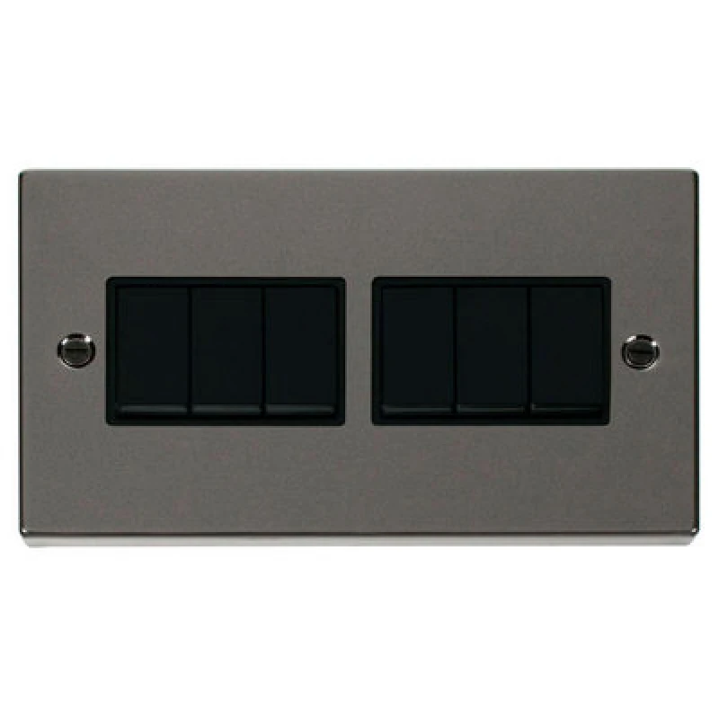 Image of SE Home Black Nickel 10A 6 Gang 2 Way Light Switch Black