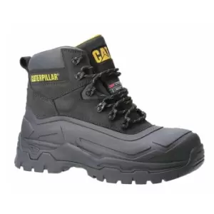 Image of Caterpillar Mens Typhoon SBH Leather Safety Boots (10 UK) (Black/Yellow)