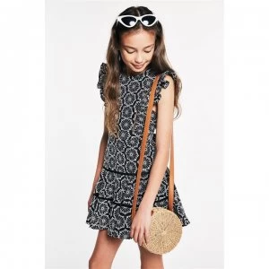 Image of Bardot Frill Dress - Black