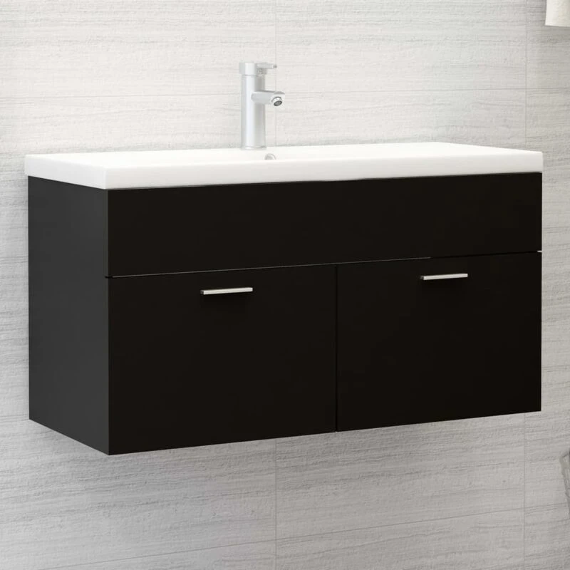 Image of VIDAXL Vidaxl - Sink Cabinet Black 90x38.5x46cm Engineered Wood 8720286219867