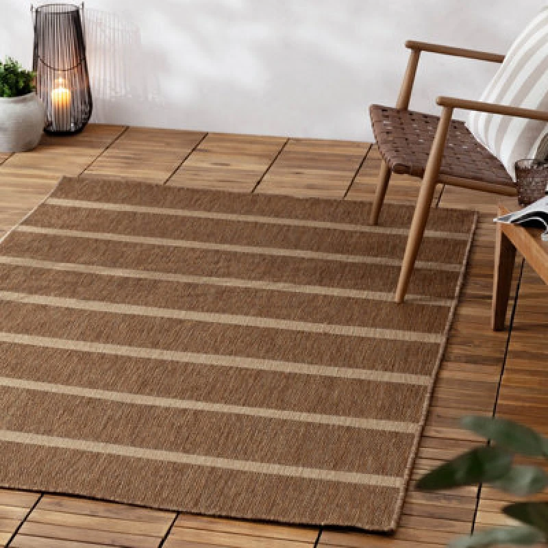 Image of Yard Tala Stripe Jute Effect Indoor Outdoor 120cm x 170cm Rug Natural